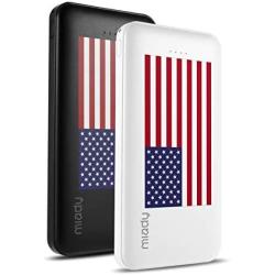 2-Pack Miady 10000mAh Dual USB Portable Charger, Fast Charging Power Bank with USB C Input, Backup Charger for iPhone X, Galaxy S9, Pixel 3 and etc (Flag Edition) …