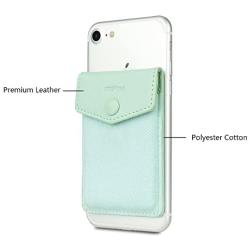 FRIFUN Cell Phone Wallet Ultra-Slim Self Adhesive Credit Card Holder Stick on Wallet Cell Phone Leather Wallet for Smartphones Covers Credit Cards and Cash (Black + Mint) 2 Packs