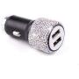 Bling Rhinestones Cell Phone Set of 3, included Bling Crystal Car Phone Mount, Bling Dual USB Car Charger, Bling Car Charger Charging Cable for Car Phone Decoration for Women Girls