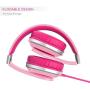 Elecder i41 Kids Headphones, Headphones for Kids Children Girls Boys Teens Foldable Adjustable On Ear Headphones with 3.5mm Jack for iPad Cellphones Computer MP3/4 Kindle Airplane School Pink/Purple