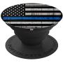 Thin Blue Line American Lives US Flag Distressed Black White PopSockets Grip and Stand for Phones and Tablets