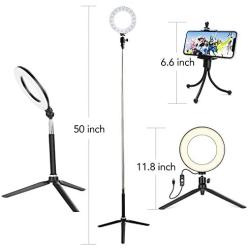 6" Ring Light with Tripod Stand for Selfie,Makeup Live Cell Phone Holder,Desktop LED Lamp for YouTube