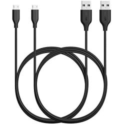 [2-Pack] Anker Powerline Micro USB (6ft) - Durable Charging Cable, with Aramid Fiber and 5000+ Bend Lifespan for Samsung, Nexus, LG, Motorola, Android Smartphones and More (Black)