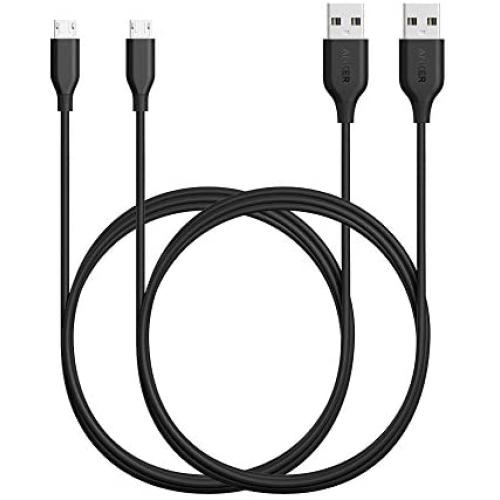 [2-Pack] Anker Powerline Micro USB (6ft) - Durable Charging Cable, with Aramid Fiber and 5000+ Bend Lifespan for Samsung, Nexus, LG, Motorola, Android Smartphones and More (Black)