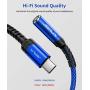 USB Type C to 3.5mm Female Headphone Jack Adapter, JSAUX USB C to Aux Audio Dongle Cable Cord Compatible with Pixel 4 3 2 XL, Samsung Galaxy S20 Ultra Z Flip S20+ Note 10 S10 S9 Plus, iPad Pro(Blue)