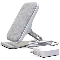 RAIGEN Wireless Charging Stand + Fast Charge AC Adapter Modern Fabric Canvas Design 7.5W for iPhone Xs MAX XR X 8 Plus, 10W for Samsung Galaxy S10 S9 S8 S7 Note 9/8 (Light Grey)