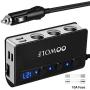 OOWOLF Cigarette Lighter Adapter Quick Charge 3.0 180W 12V/24V 3-Socket Splitter 4 USB Ports Car Power Adapter for GPS, Dash Cam, Sat Nav, Phone, iPad, Tablet, etc