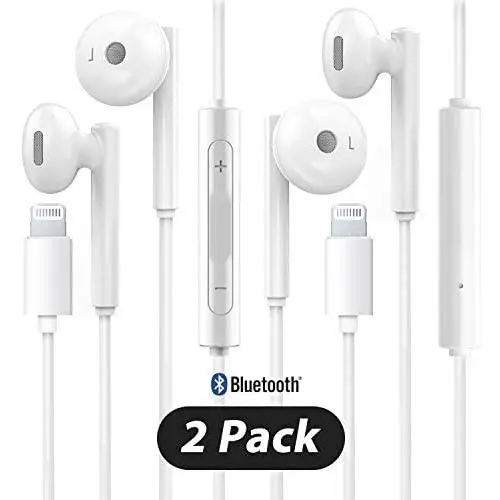 Wired Earbuds with Microphone and Volume Control [2 Pack], in Ear Earphones Noise Cancelling Headphones for Phone 7/7 Plus/8/8 Plus/X/XS/XR/11/11 Pro/SE