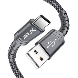 USB Type C Cable 3A Fast Charging, JSAUX(2-Pack 3.3ft+10ft) USB-A to USB-C Charge Braided Cord Compatible with Samsung Galaxy S10 S10E S9 S8 S20 Plus,Note 10 9 8,Z Flip, and Other USB C Charger(Grey)