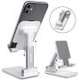 Kocuos Cell Phone Stand, Angle Height Adjustable Foldable Phone Holder Dock Cradle for Desk Compatible with iPhone 11 Pro Se Xs Xs Max Xr X 8 7 6 6s Plus, iPad Mini, All Smartphones (White)