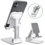 Kocuos Cell Phone Stand, Angle Height Adjustable Foldable Phone Holder Dock Cradle for Desk Compatible with iPhone 11 Pro Se Xs Xs Max Xr X 8 7 6 6s Plus, iPad Mini, All Smartphones (White)