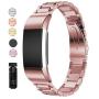 Jiarusig Compatible with Fitbit Charge 2 Bands, Stainless Steel Metal Bands Strap Men Women Replacement Bracelet Small Large Wristband Accessories Band Compatible with Fitbit Charge 2, Rose Pink