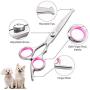 WizPower Dog Grooming Scissors Kit with Safety Round Tip, Heavy Duty 6CR Stainless Steel Pet Grooming Trimmer Kit -Thinning, Straight, Curved Shears Comb for Long Short Hair for Cat Pets