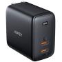 USB C Charger AUKEY Omnia 65W 2-Port Fast Charger Foldable USB C Wall Charger with GaNFast Tech & Dynamic Detect for iPhone 11 Pro Max SE, Macbook Pro, iPad, AirPods Pro, Pixel 4XL, Galaxy S10, Switch