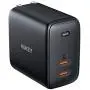 USB C Charger AUKEY Omnia 65W 2-Port Fast Charger Foldable USB C Wall Charger with GaNFast Tech & Dynamic Detect for iPhone 11 Pro Max SE, Macbook Pro, iPad, AirPods Pro, Pixel 4XL, Galaxy S10, Switch