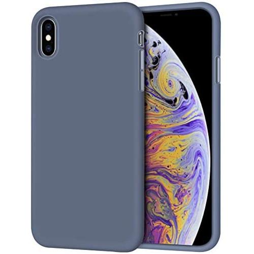 iPhone Xs Max Case, Anuck Soft Silicone Gel Rubber Bumper Case Anti-Scratch Microfiber Lining Hard Shell Shockproof Full-Body Protective Case Cover for Apple iPhone Xs Max 6.5" 2018 - Blue Gray