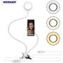 Velouer Selfie Ring Light with Cell Phone Holder Stand for Live Stream/Makeup, LED Camera Lighting [3-Light Mode] with Flexible Arms Compatible with iPhone 8 7 6 Plus X Android (White)