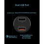 Wishinkle UL Certified Car Charger - Dual USB 5.4A/30W Fast Car Charger Adapter - QC 3.0 3A + 2.4A - Compatible with iPhone Xs max/XR/x/7/6s, iPad Air 2/Mini 3, Samsung Note 9/Galaxy S10/S9/S8 – Black
