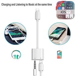 Headphone Jack Adapter for iPhone 11 pro Dongle 3.5mm Jack Car Charger AUX Converter Splitter Charge & Audio Adapters Cables 2 in 1 for iPhone 8/8Plus/7/7Plus/X/10/Xs/Xs Max Earphone Adaptor Splitter