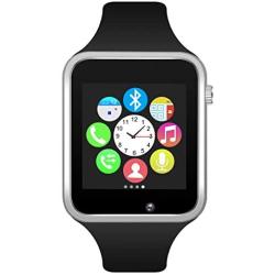 Padgene Bluetooth Smartwatch,Touchscreen Wrist Smart Phone Watch Sports Fitness Tracker with SIM SD Card Slot Camera Pedometer Compatible with iPhone iOS Android for Kids Men Women (Black Silver)