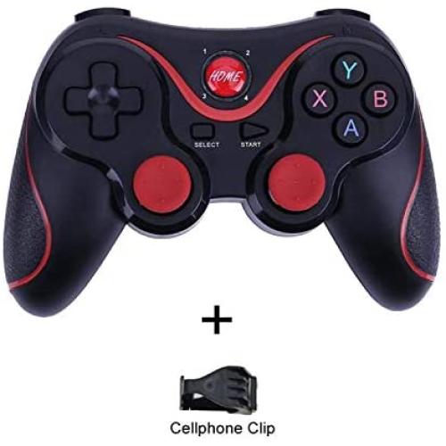 Mobile Gaming Controller T3 Wireless Game Controller Gamepad Bluetooth 3.0 Joystick Joystick for Mobile Phone Tablet TV Box Holder-Black with Stand-,