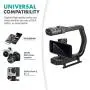 Movo MicRig-W1 Wireless Microphone + LED Light Filmmaker Bundle - Video Handle Camera Stabilizer with Wireless Lavalier Microphone Compatible with DSLR, Mirrorless Cameras, iPhone, Android Smartphones