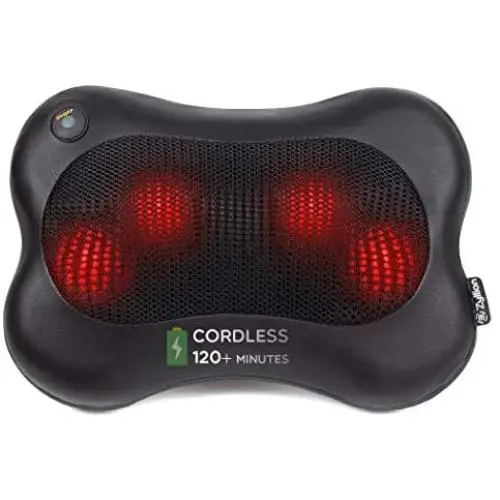 Zyllion Shiatsu Back & Neck Massager – Cordless Rechargeable Kneading Body Massage Pillow with Heat - Black (ZMA-13RB-BK) Zyllion Shiatsu Back & Neck Massager – Cordless Rechargeable Kneading Body Massage Pillow with Heat - Black (ZMA-13RB-BK)