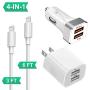 QC 3.0 Car Charger for iPhone XR/8/7/6/Plus/Xs/XS/Max/X/11, Powerful Dual USB iPhone Car Chargers Adapter QC3.0 + 2.4A,Fast Dual USB Port Wall Charger Phone Charger Block Cube,2 X MFI Certified Cables