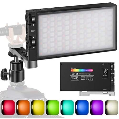 Pixel G1s RGB Video Light, Built-in 12W Rechargeable Battery LED Camera Light 360° Full Color 12 Common Light Effects, CRI≥97 2500-8500K LED Video Light Panel with Aluminum Alloy Body