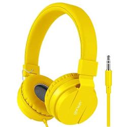 Kids Headphones, gorsun Lightweight Stereo Foldable Wired Headphones for Kids Adults Adjustable Headband Headset for Cellphones Smartphones iPhone Laptop Computer Mp3/4 Earphones(Yellow)