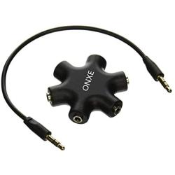 Headphone Splitter,ONXE 3.5mm Stereo Audio Headset Adapter,5 Way 1 Male to 2 3 4 5 Female Splitter Cable for iPod,Mp3 Player,Mobile Phone,Laptop,PC,Headphones,Speakers（Black）