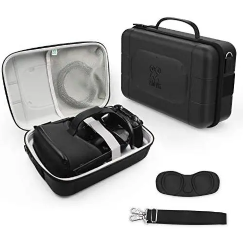 AMVR Leather Fashion Travel Case for Storage Oculus Quest VR Gaming Headset and Touch Controllers,Gamepad,Mobile Power Accessories Waterproof Carrying Bag