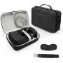 AMVR Leather Fashion Travel Case for Storage Oculus Quest VR Gaming Headset and Touch Controllers,Gamepad,Mobile Power Accessories Waterproof Carrying Bag