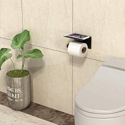 Vdomus Toilet Paper Holder, Rustproof Aluminum Wall Mounted Toilet Roll Holder with Shelf