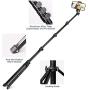 62” Selfie Stick Tripod, Integrated, Torjim Portable Phone Tripod with Phone Holder, Bluetooth Remote for iOS & Android, Tripod Stand Perfect for Camera & GoPro with 360°Tripod Head and GoPro Adapter