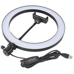 Qiilu LED Ring Light, 10 inch LED Ring Light Living Broadcast Selfie Fill Lamp Dimmable 3 Light Modes(Aluminum Alloy)