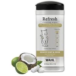 Wahl Cat Refresh Cleaning Wipes with Oatmeal Formula for Refreshsing and Cleaning Dirty Cats - 50 Count