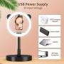 Zecti 10 inch Ring Light with Stand and Phone Holder, LED Selfie Light Ring with Dimmable 3 Color Modes and 10 Brightness for Live Stream Makeup Photography Compatible with iPhone Xs Android-Black