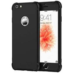 ORETECH iPhone 6S Plus Case, iPhone 6 Plus/6S Plus Case with [2 x Tempered Glass Screen Protector] 360° Shockproof Protective Hard PC+Soft TPU Silicone Cover for iPhone 6 Plus/6s Plus - 5.5 Black