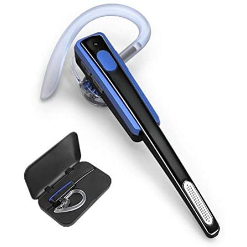 Bluetooth Headset, COMEXION Wireless Business Earpiece V4.1 Lightweight Noisy Suppression Bluetooth Earphone with Microphone for Phone/Laptop/Car（Blue+Case）