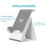 Adjustable Tablet Stand Holder，SAIJI Portable Foldable Desktop Stand Compatible for iPad Pro 2020，iPad Air Mini，Nintendo Switch，iPhone 11 Pro Max SE，Samsung Galaxy and Kindle Fire Tablets- Gray
