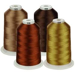 Simthread 42 Options Various Assorted Color Packs of Polyester Embroidery Machine Thread Huge Spool 5000M for All Embroidery Machines (Brown Series)