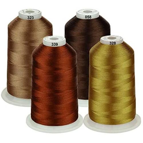 Simthread 42 Options Various Assorted Color Packs of Polyester Embroidery Machine Thread Huge Spool 5000M for All Embroidery Machines (Brown Series)