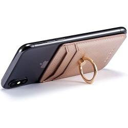 ACRSIKR Card Holder for Back of Phone, RFID Blocking Cell Phone Credit Wallet with Ring Pocket Stick on iPhone