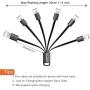 CHAFON Multi Charging Cable Short 3A,6 in 1 USB Charger Cord with 2 USB C,2 Phone,Micro Adapter Ports Replacement for Cell Phone Tablets Speaker and More | Black,5.3 Inch, 2 Pack
