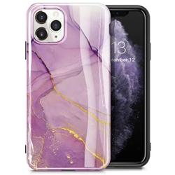 GVIEWIN Marble iPhone 11 Pro Case, Ultra Slim Thin Glossy Soft TPU Rubber Gel Phone Case Cover Compatible iPhone 11 Pro 5.8 Inch 2019 Release (Romantic Purple)