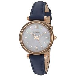 Fossil Womens Carlie Mini Stainless Steel and Leather Quartz Watch