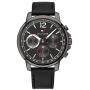 Tommy Hilfiger Mens Stainless Steel Quartz Watch with Leather Calfskin Strap, Black, 20 (Model: 1791533)