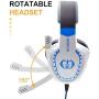 Stereo Gaming Headset AH28 , Noise Reduction lsolation With Microphone Volume Control, Bass Surround, Suitable For Nintendo Switch / Xbox One / PS4 / PC / Laptop / Smartphone / Tablet (White Blue)