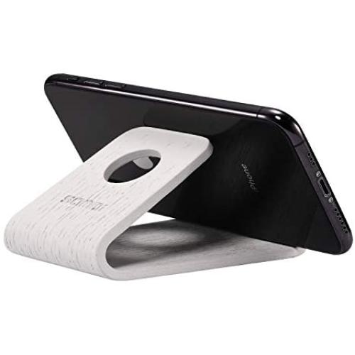 SAMDI Wood Cell Phone Stand for iPhone 5 6 7 8 X Plus, LG, Huawei, XiaoMi, Samsung Galaxy S5 S7 S6 (Oak Wood White)